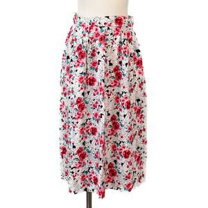 Vintage coquette floral cottage rose skirt pockets pink white size XS / SP